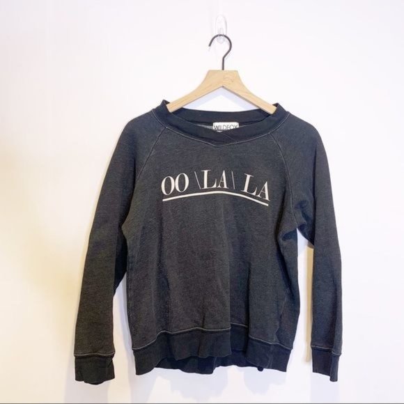 Wildfox Dark Grey Oo La La Graphic Front Long Sleeve Crewneck Sweatshirt Small - Picture 2 of 11